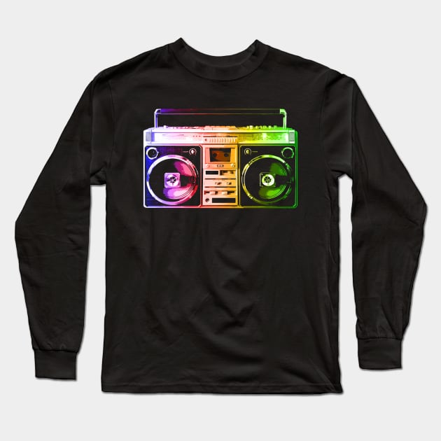 Rainbow Boombox Long Sleeve T-Shirt by robotface